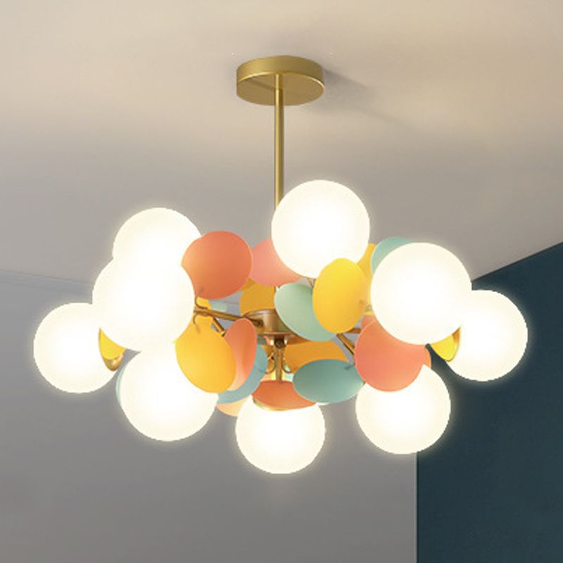 Moderne stijl bol plafond hanglamp multi -lichten melkglas kroonluchter verlichting