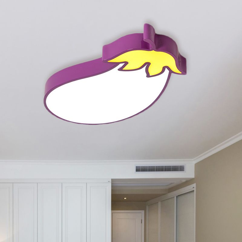 Cartoon Carrot / Pepe / Pumpkin Massimale Monte Acrilico Led Kids Room Flush Light Fixture in bianco