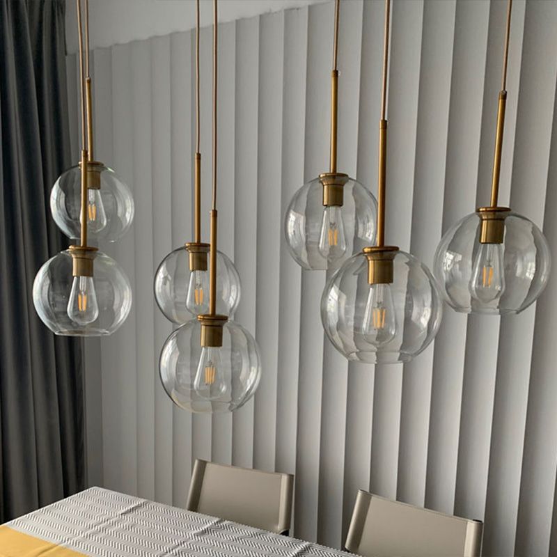 Modern Clear Globe Pendant Lighting Ceiling Light with Glass Shade