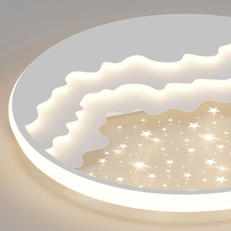 Round Flush Mount Light Modern LED Ceiling Light Fixture with Metal Shade for Bedroom