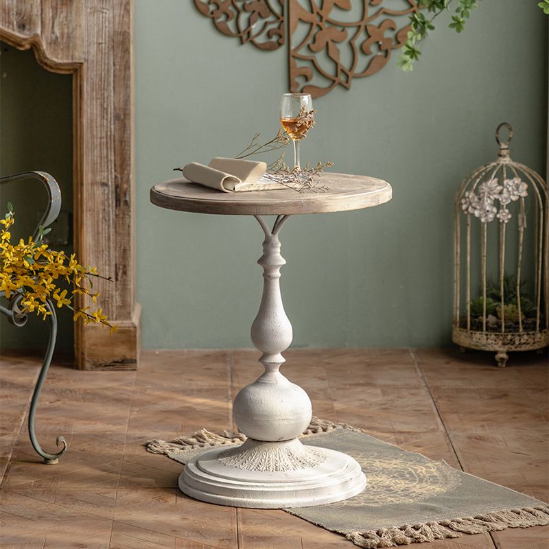 French Country Style Side End Table Pedestal Round Sofa Side Accent Table