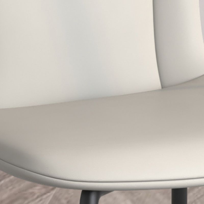 Black Iron Legs Dining Chairs Modern Faux Leather Armless Side Chair