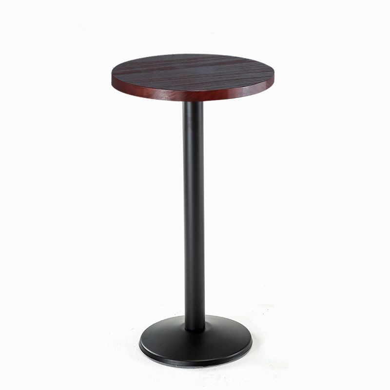 Wood Top Bar Height Table Industrial Style Bistro Pub Table with Metal Base