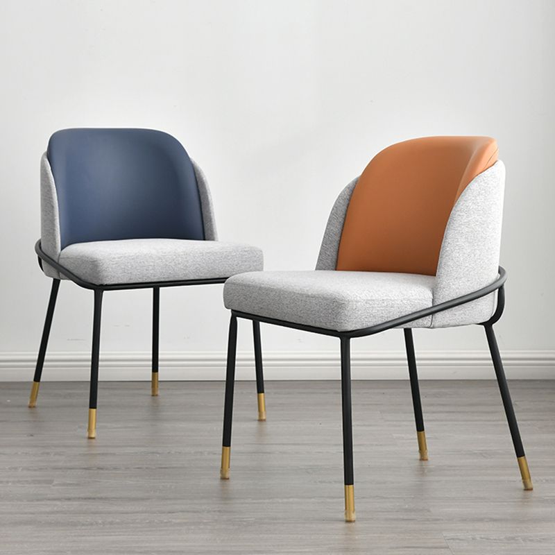 Sillas de comedor sin brazos de tela Glam, silla de comedor de metal para uso doméstico