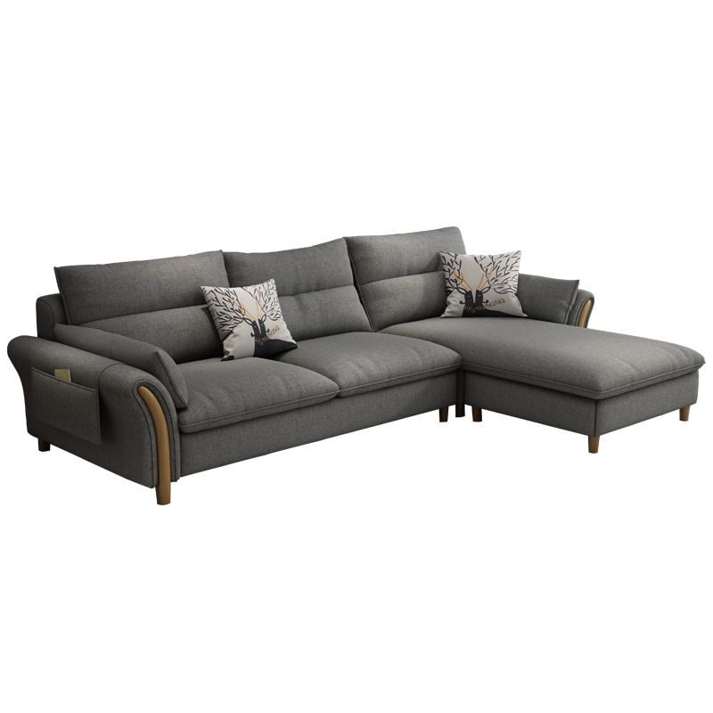 Fabric Ottoman Included Sectional Sofa Slipcovered Flared Arm Sectional