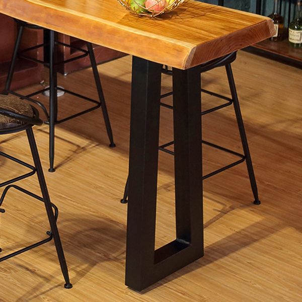Modern Rectangle Counter Height Table Solid Wood and Metal Counter Wine Table