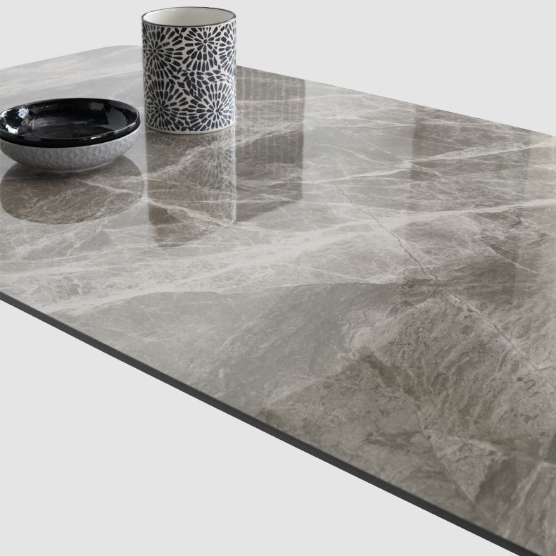 Mesa de comedor estándar industrial de forma rectangular de piedra sinterizada con base de 4 patas