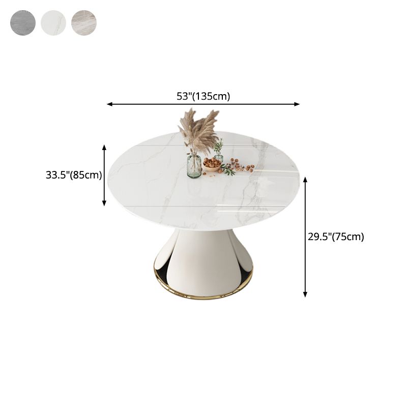 53'' Luxury Sintered Stone Dining Table Extendable Rectangle Table with Metal Pedestal