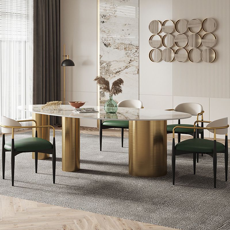Metal Traditional Luxury Oval Indoor Table Marble Top Table with 3 Legs