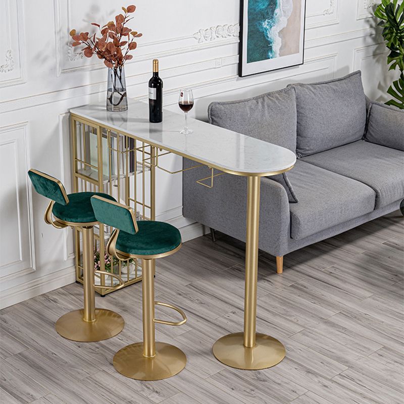 Glam Round Dining Stools Adjustable Height Bar Stools with Metal Base