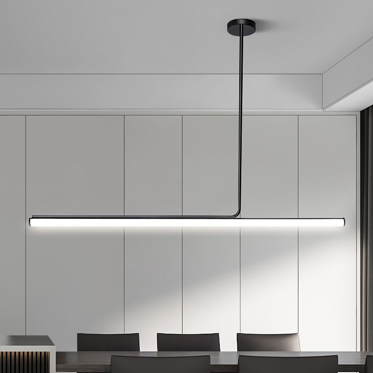 Simple Style Hanging Lamp 1-Light Linear Island Light Fixture for Kitchen