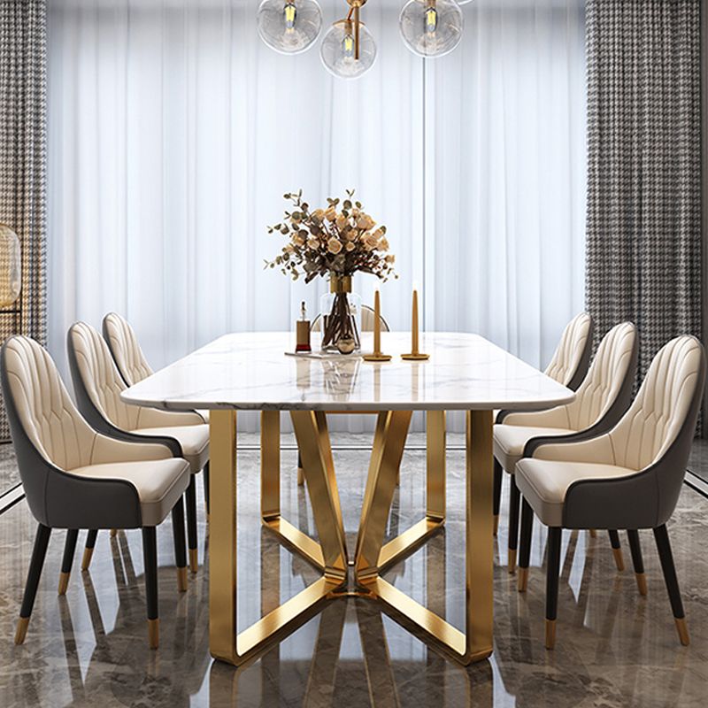 Traditional Luxury Metal Base Table Rectangle Dinner Table for Home