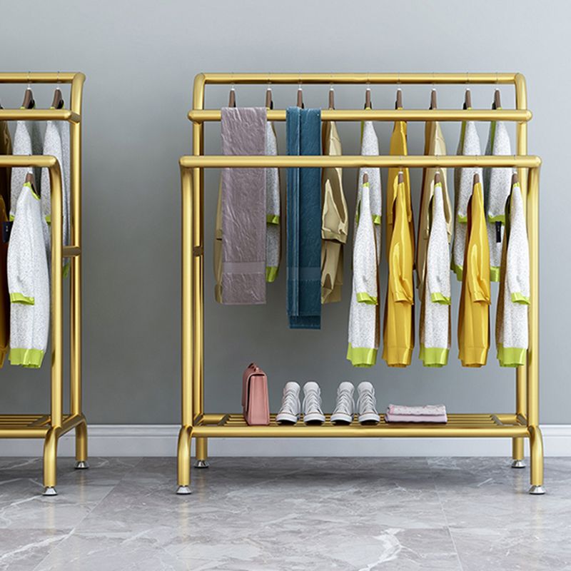 Glam Entry Hall Tree Metal 3 Hanging Rails and Lower Shelf Hall Stand