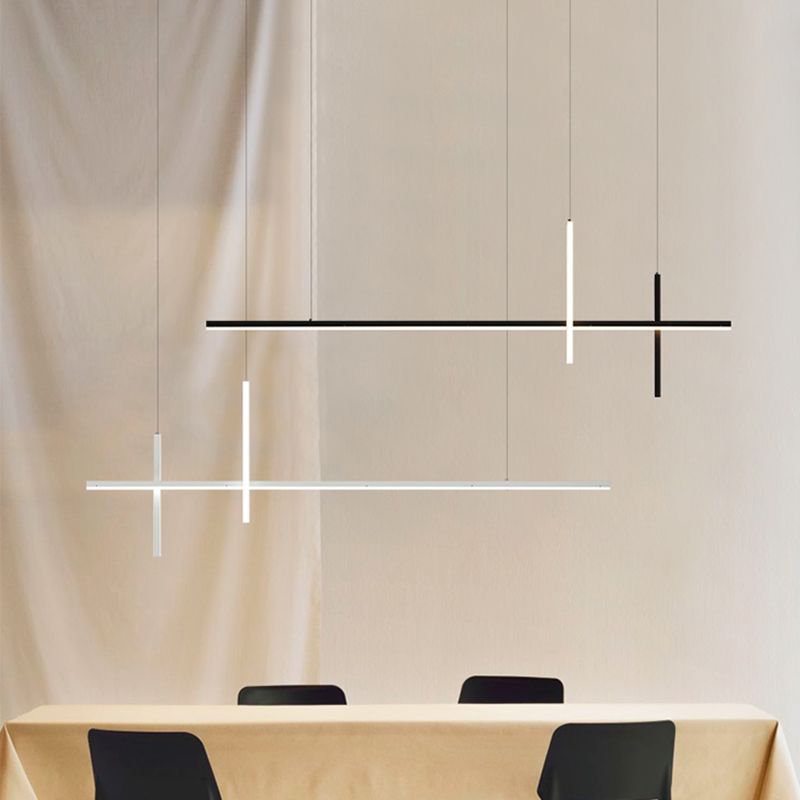 Modern Style LED Pendant Light Long Strip Island Light for Dining Room