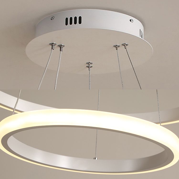 Loop Chandelier Pendant Simple Acrylic LED 1/2/3-Head Bedroom Hanging Ceiling Light in Warm/White/Natural Light