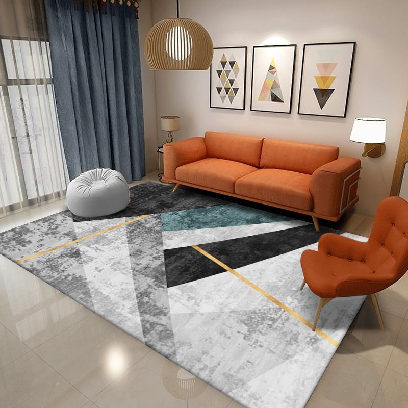 Zwart modern tapijt polyester patroon tapijt wasbaar tapijt voor woningdecoratie