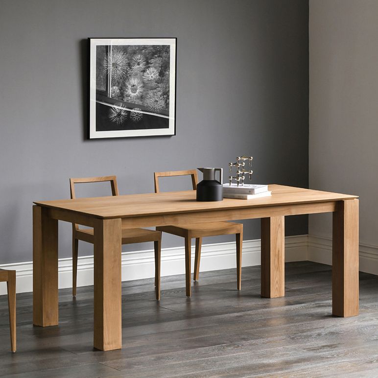 Rectangle Pine Solid Wood Table Modern Dining Table with 4 Legs for Restaurant Living Room