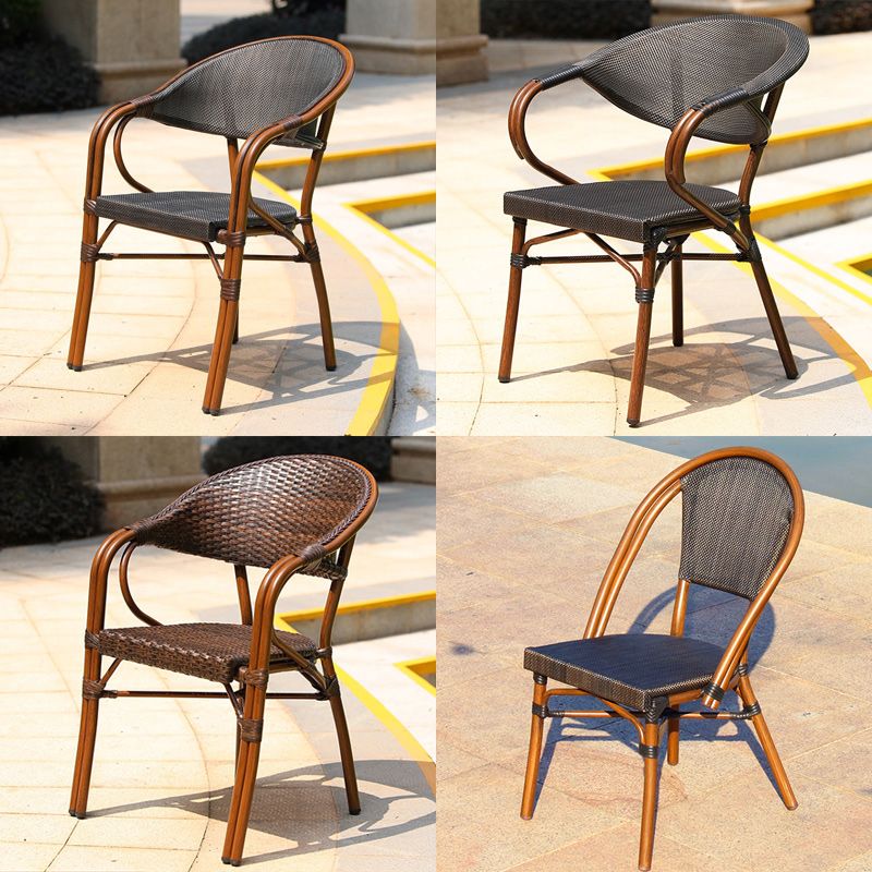 Tropical Patio Dining Side Chair Set of 2/4/6/8 Faux Rattan Dining Side Chair