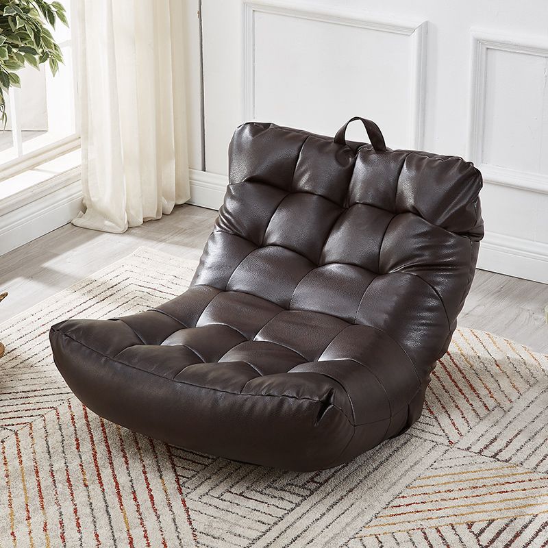 Scandinavian Style Single Sofa Chair PU Leather Fixed Backed Armless Chair
