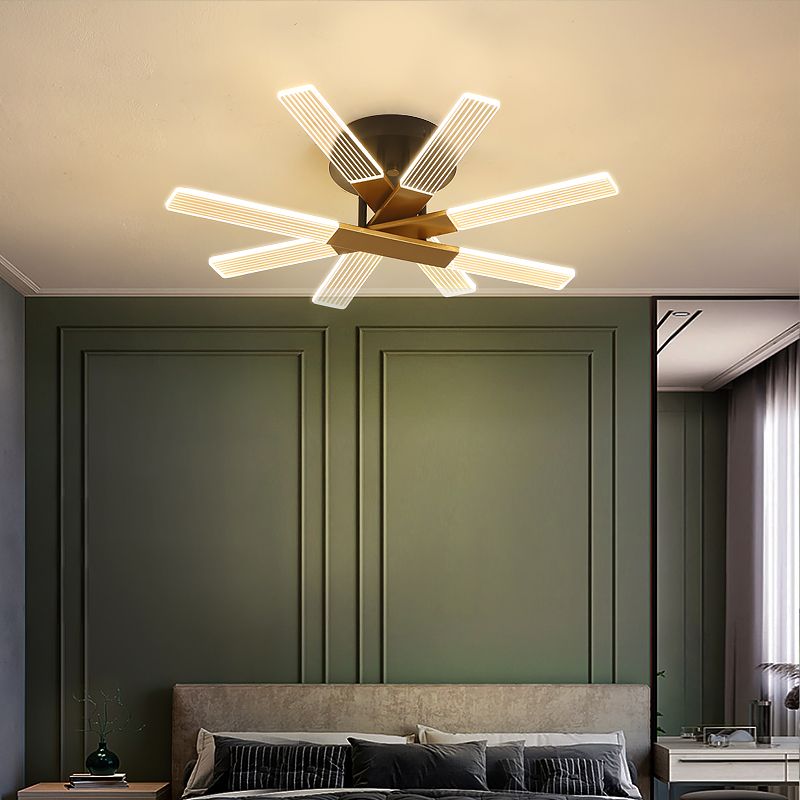 Metal Round Shade Flush Ceiling Light Modern Multi Lights Flush Mount Fixture in Brass
