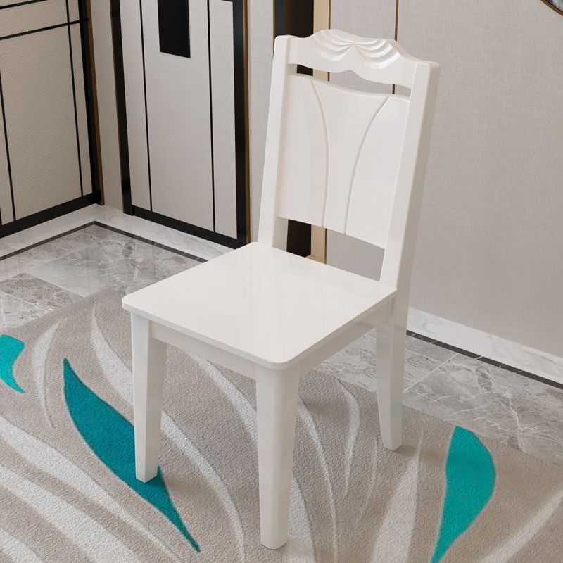 Contemporary Style Marble Dining Set with White Fixed Table and 4 Legs Base