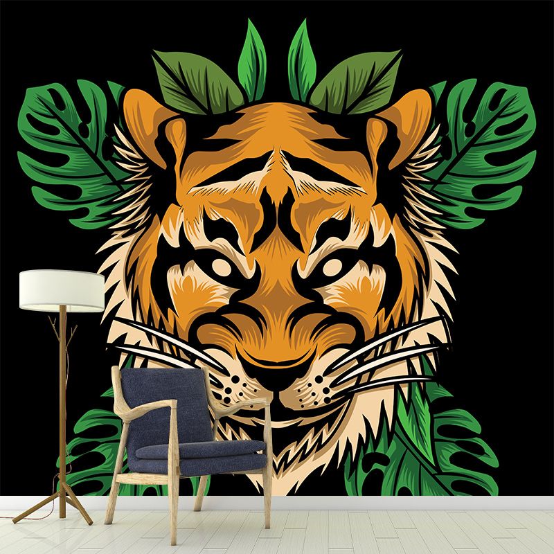 Tropical Jungle Mildew Resistant Wallpaper Illustration Sleeping Room Wall Mural