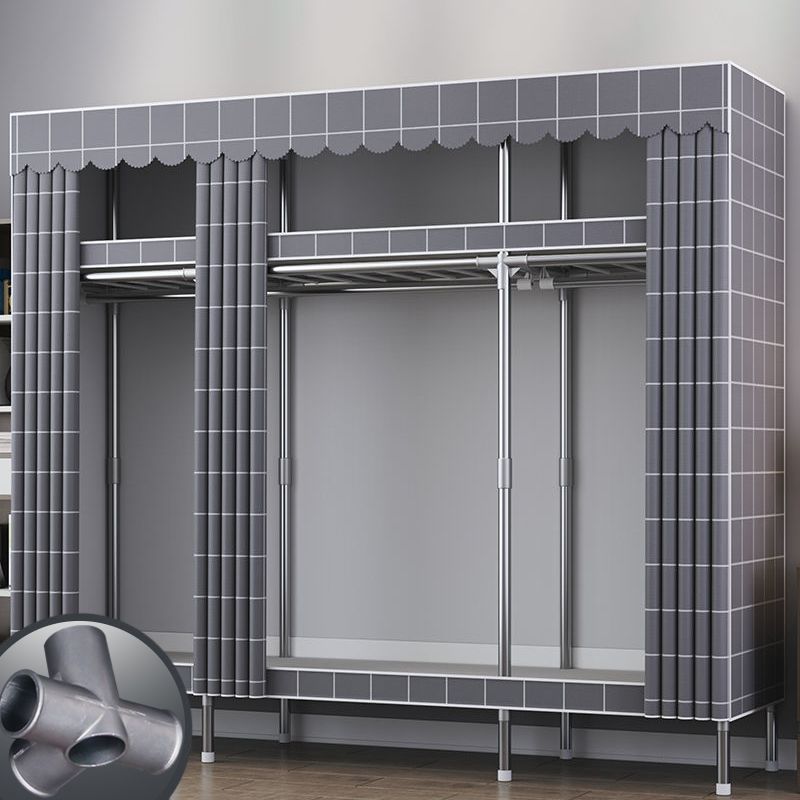 Contemporary Style Metal Wardrobe Cloth Rod Included Wardrobe Closet for Home