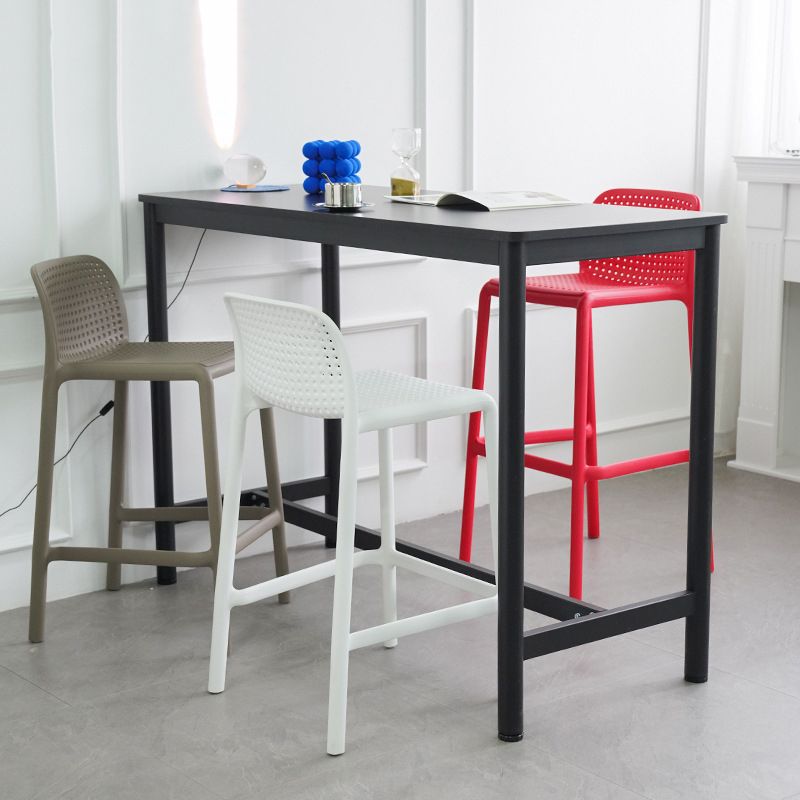 Scandinavian Plastic Dining Room Armless Stool Low Back Bar Stool for Kitchen