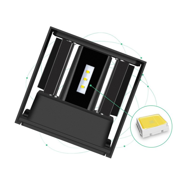 Modern Style Square Wall Lighting Fixtures Metal 2 Lights Wall Washer Sconce in Black