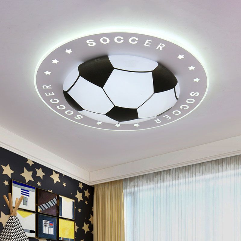 16.5"/20.5" W Kids LED Flush Mount Spotlight Black/Blue Football Flushmount Ceiling Lamp with Acrylic Shade