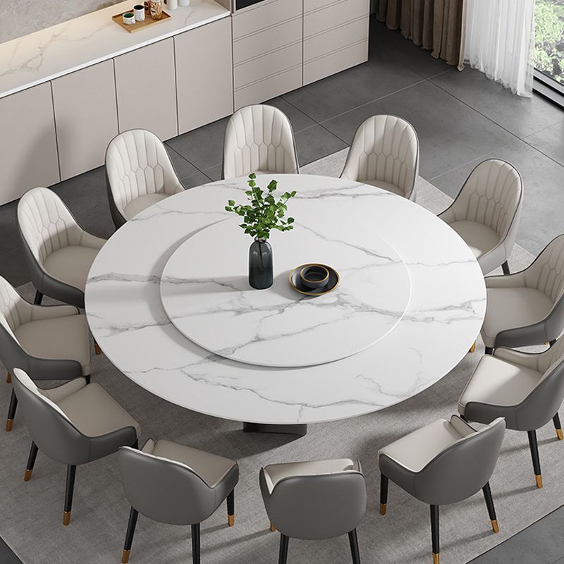 Modern Pedestal Base Dining Table Round Dinner Table with Stainless Steel Base