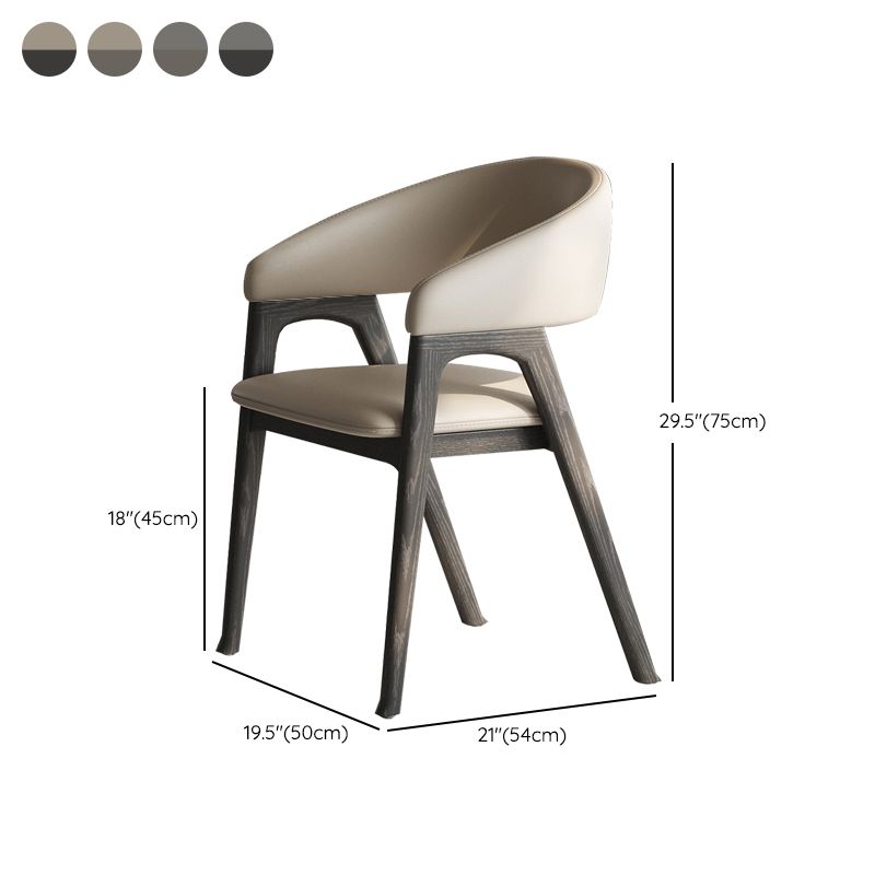 Open Back Arm Upholstered and Solid Wood Dining Accent Chair