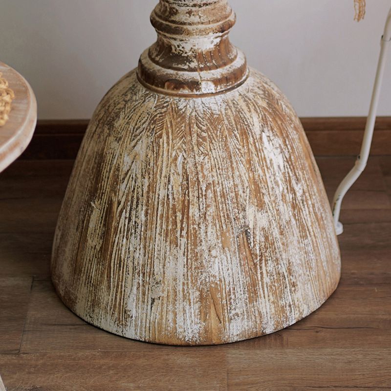 Rustic Round Side Table Solid Wood Pedestal Side End Snack Table