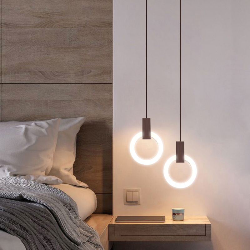 Modernist Hanging Light Ring Shape Acrylic Pendant Lamp for Foyer Bedroom Living Room