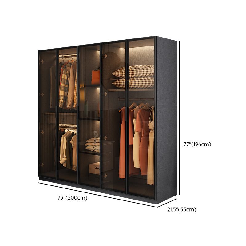 Modern Glass Wardrobe Cloth Rod Included Wardrobe Closet without Light