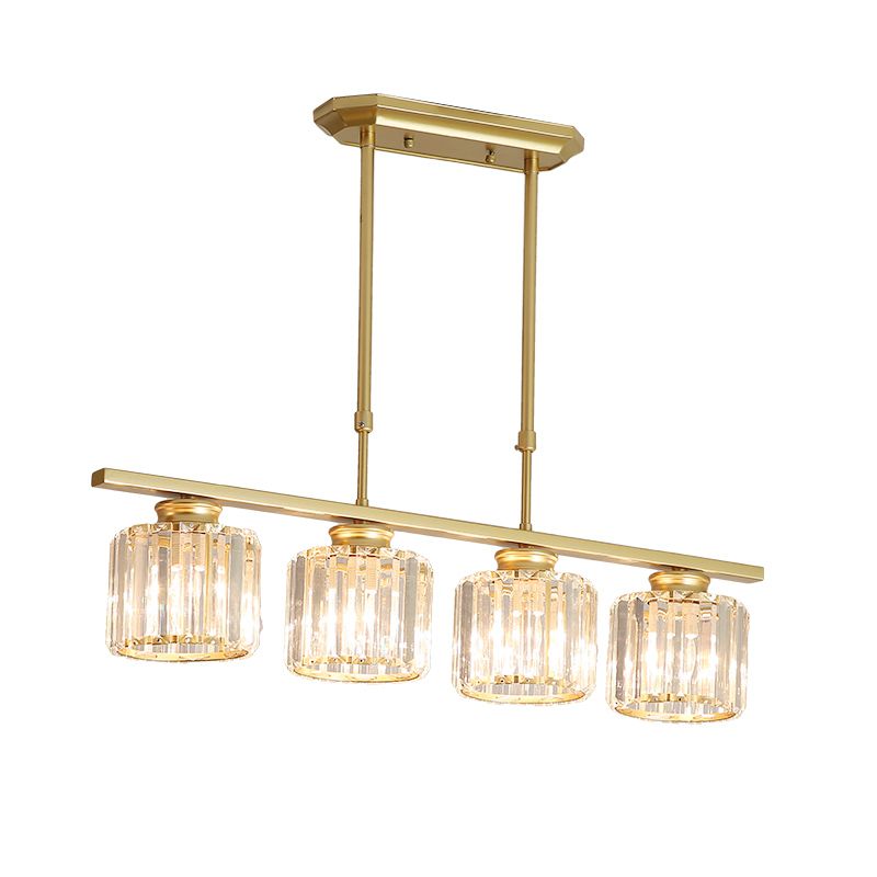 Contemporary Island Light Cylinder Crystal Island Pendant Lights for Kitchen
