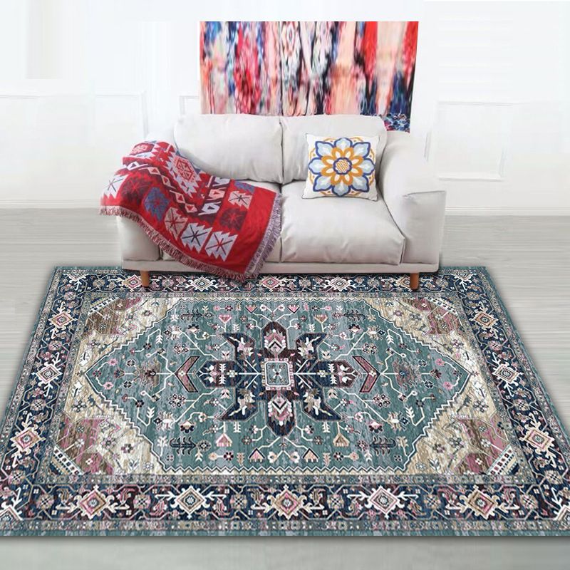 Shabby Chic Tribal Print Rug Multi-Color Bohemian Carpet Synthetics Stain Resistant Anti-Slip Backing Pet Friendly Rug for Room