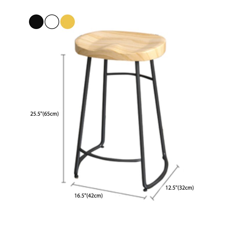 Industrial Saddle Seat Counter and Bar Stool Wood and Metal Backless Bar Stool