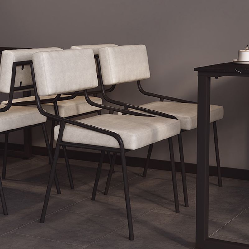 Industrial Style Side Chair Upholstered Open Back Dining Chair with Metal Leg