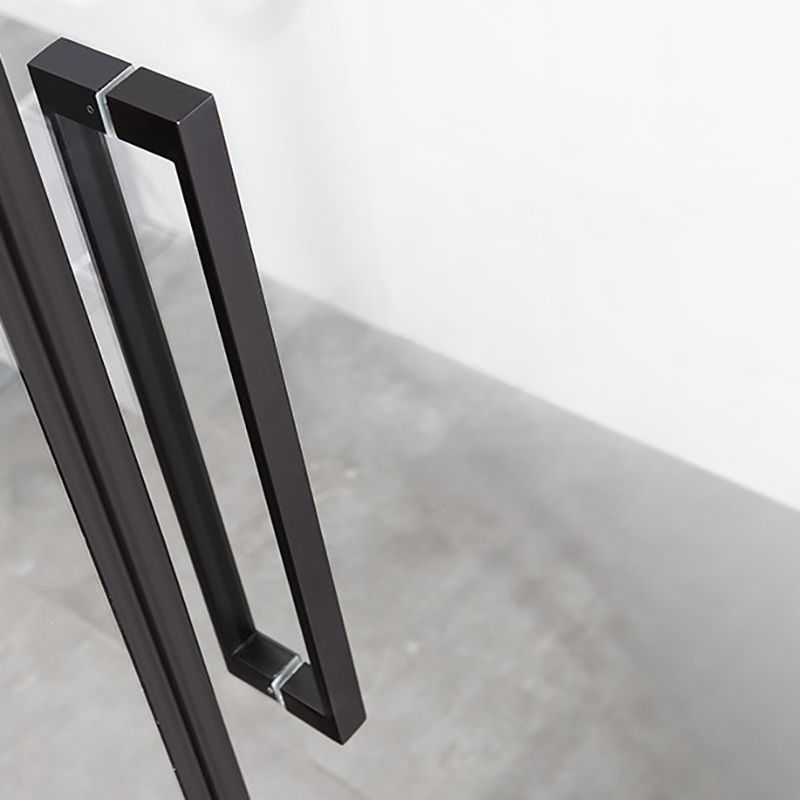 Transparent Diamond Shape Glass Shower Bath Door Metal Black Framed Shower Door