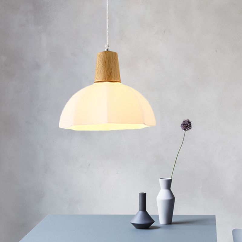 Pendant en verre givré blanc givré