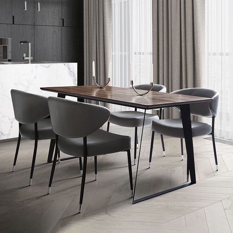 Mesa de forma rectangular marrón industrial Mesa de comedor estándar de madera para cocina