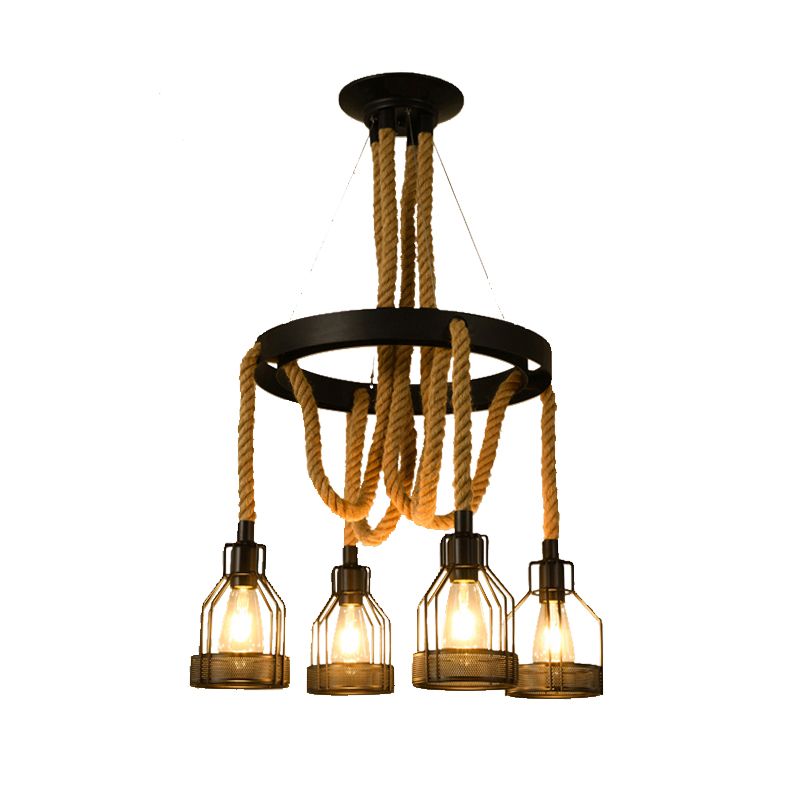 Circular Metallic Chandelier Factory 4/6/14 Lights Restaurant Plafond Lightture en noir