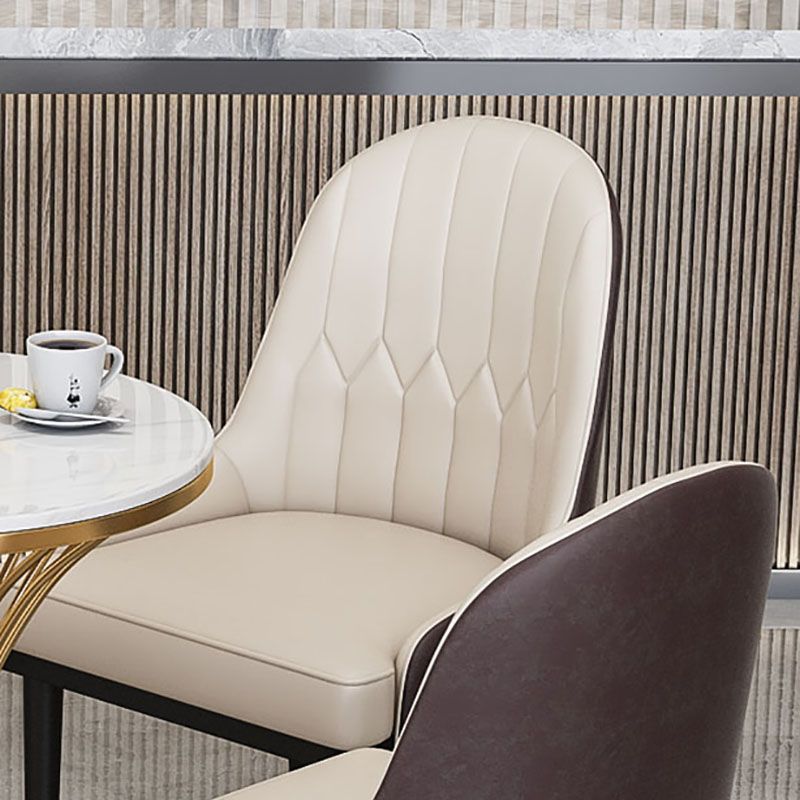 Glam Metal Dining Room Chair Armless Parsons Chair for Restaurant Use