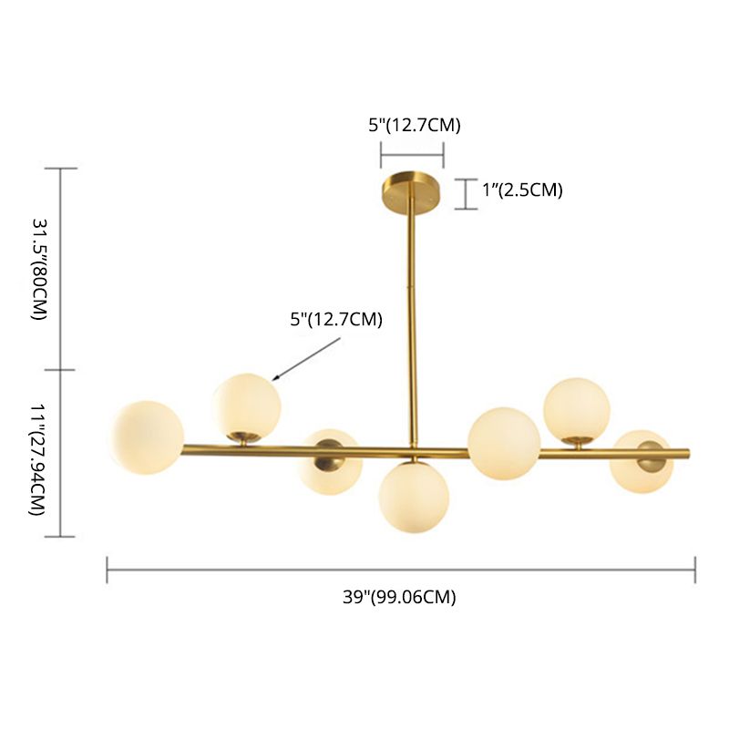 Linear Island Lighting Fixture Minimalism Glass Gold Island Chandelier for Dinning Room