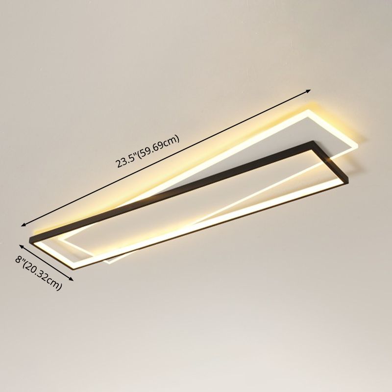 Luminaire de plafond rectangulaire noir-blanc, luminaire encastré en acrylique à LED Simple