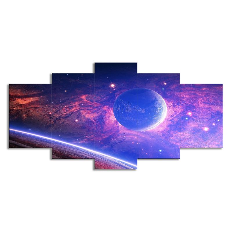 Science Fiction Wall Art Purple Universe Planets Canvas for House Interior
