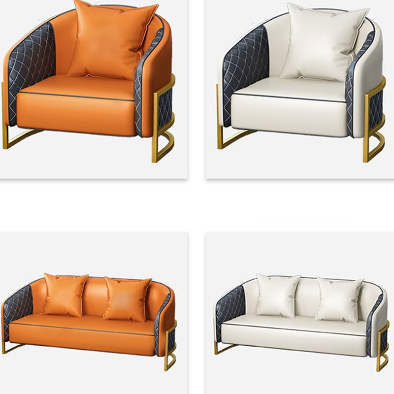 Modern Leather Sofa Chesterfield Tuxedo Arm Loveseat for Bonus Room