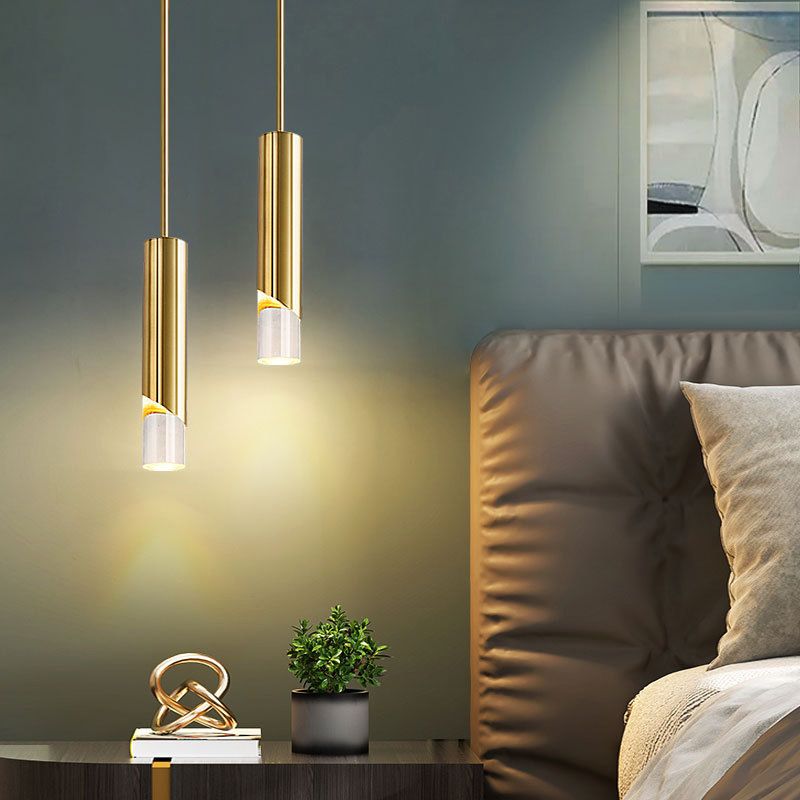 Acryl cilindrisch LED hanglamp in moderne creatieve stijl smeedijzeren hangende lamp voor slaapkamer
