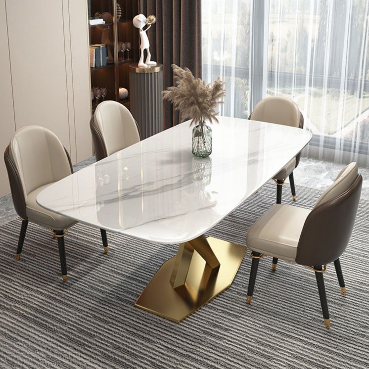 Modern Kitchen Stone Furniture Set 1/4/5/7 Pieces with Upholstered Side Chairs